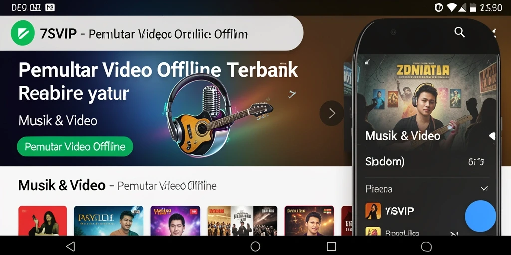 Antarmuka pengguna 7SVIP menampilkan pemutar video yang sederhana dan fungsional.
