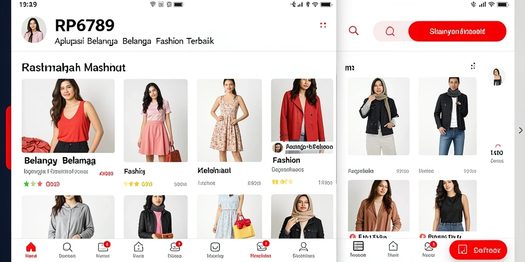 Tampilan antarmuka menarik dari RP6789 untuk belanja fashion.