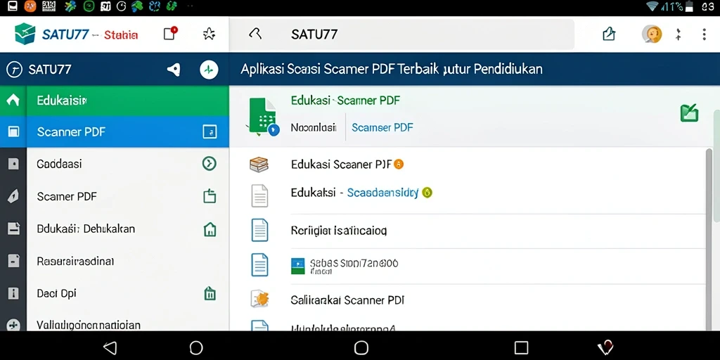 Antarmuka SATU77 yang intuitif menampilkan fitur Scanner PDF.