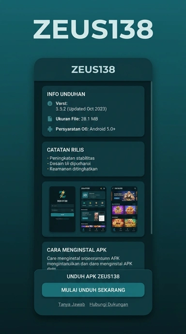 Tampilan halaman APK zeus138