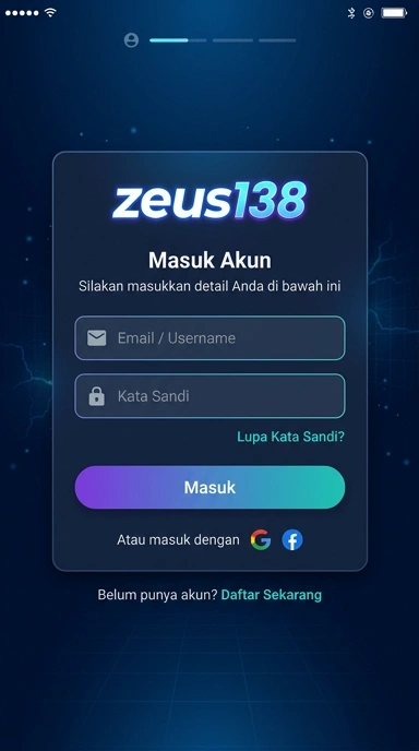 Tampilan halaman login zeus138
