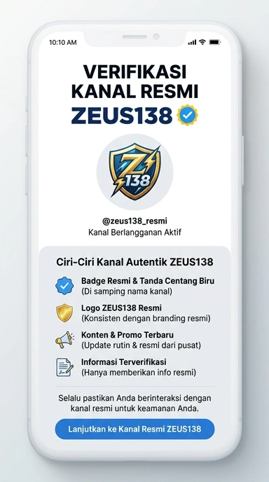 Tampilan kanal resmi zeus138